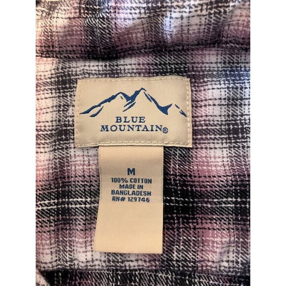 Blue Mountain Women's Pink, Black and White Plaid Flannel Button-Down Shirt Sz M - Picture 4 of 7